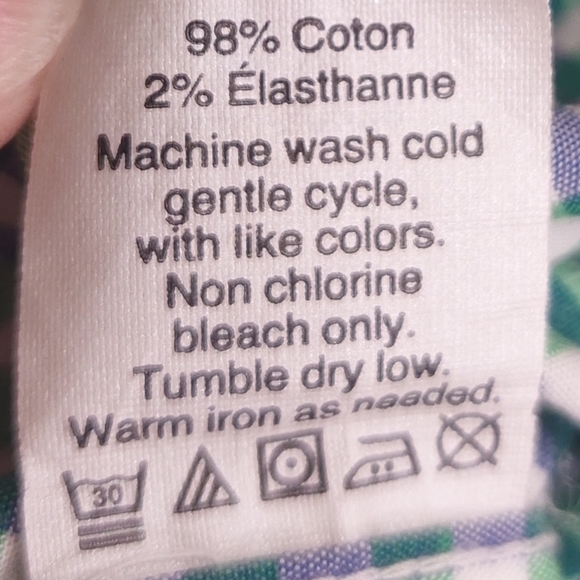 J Crew Shirt Mens XL Green Blue Gingham Plaid Flex Button Up - Picture 8 of 9